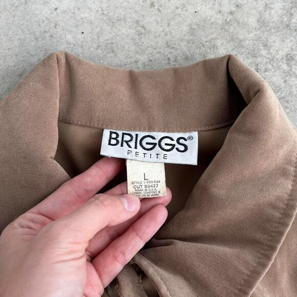 Vintage 90s Y2K Tan Camel Jacket Briggs Women's Large - Picture 2 of 8